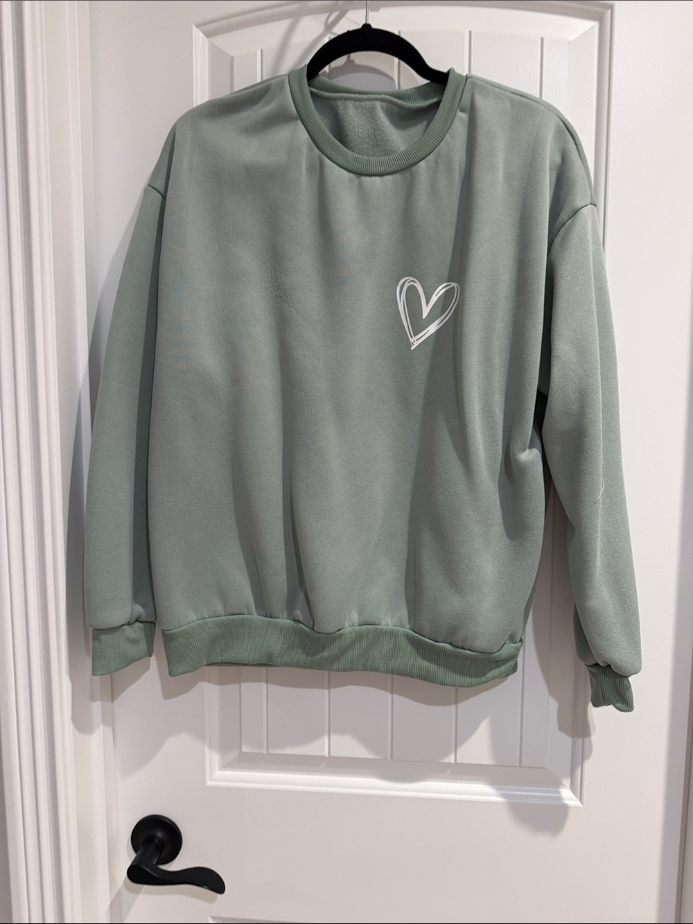 Sage Green Heart Graphic Crewneck Sweatshirt - Women